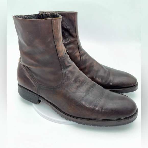 TO BOOT NEW YORK Adam Derrick Men's Brown Leather Boot Ankle Office Italy 10.5 - Picture 1 of 15